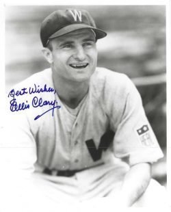 AUTOGRAPHED ELLIS CLARY 8X10 Washington Senators Photo