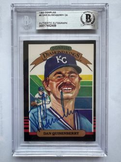 Signed Dan Quisenberry KC Royals 1985 Donruss Diamond King  card #6 Beckett Slabbed