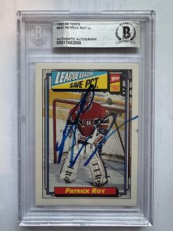 Signed Patrick Roy Montreal Canadiens 1992-93 Topps card #491 BAS Beckett Slabbed