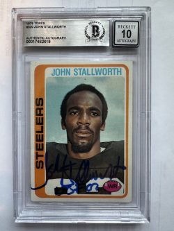 Signed John Stallworth Pittsburgh Steelers 1978 Topps Rookie Card #320  Beckett slabbed. Autograph 10