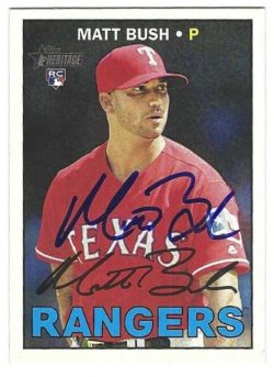 Autographed MATT BUSH Texas Rangers 2016 Topps Heritage Card