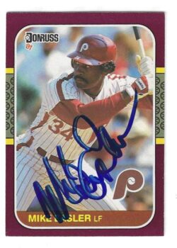Autographed MIKE EASLER Philadelphia Phillies 1987 Donruss Opening Day Card