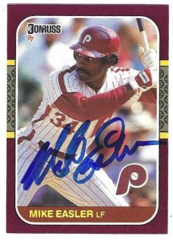Autographed MIKE EASLER Philadelphia Phillies 1987 Donruss Opening Day Card