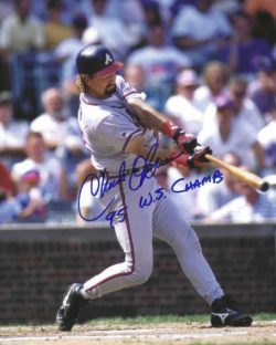 AUTOGRAPHED CHARLIE O'BRIEN "95 WS Champs" 8x10 Atlanta Braves Photo