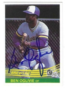 Autographed BEN OGLIVIE Milwaukee Brewers 1984 Donruss Card
