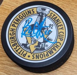 Autographed BRYAN TROTTIER Pittsburgh Penguins 91-92 Stanley Cup Hockey Puck