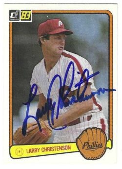 Autographed LARRY CHRISTENSON Philadelphia Phillies 1983 Donruss Card