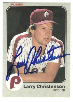 Autographed LARRY CHRISTENSON Philadelphia Phillies 1983 Fleer Card