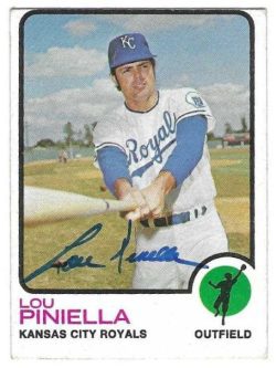 Autographed  LOU PINIELLA Kansas City Royals 1973 Topps Card