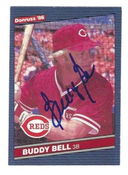 Autographed BUDDY BELL Cincinnati Reds 1986 Donruss Card