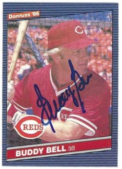 Autographed BUDDY BELL Cincinnati Reds 1986 Donruss Card