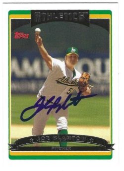Autographed JOE BLANTON Oakland A's 2006 Topps Card