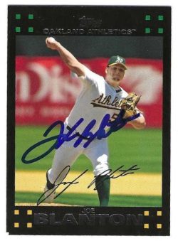 Autographed JOE BLANTON Oakland A's 2007 Topps Card