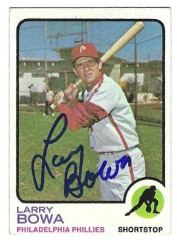 Autographed LARRY BOWA Philadelphia Phillies 1973 Topps Card