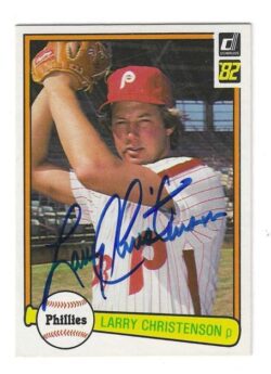 Autographed LARRY CHRISTENSON Philadelphia Phillies 1982 Donruss Card