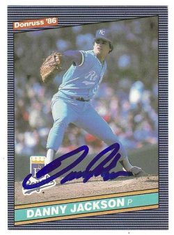 Autographed DANNY JACKSON Kansas City Royals 1986 Donruss Card