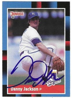 Autographed DANNY JACKSON Kansas City Royals 1988 Donruss Card
