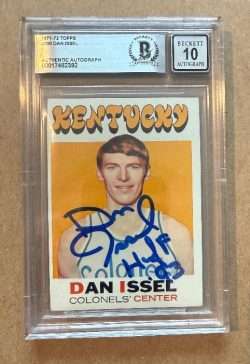 Autographed DAN ISSEL Kentucky Colonels 1971-72  Topps Card #200 BAS Beckett Slabbed Grade 10