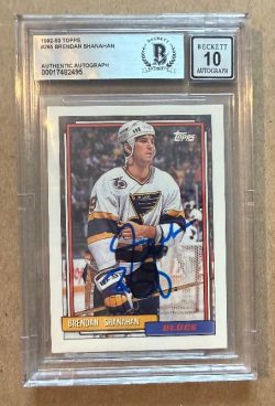 Autographed BRENDAN SHANAHAN 1992-93  Topps Card #295 BAS Beckett Slabbed Grade 10