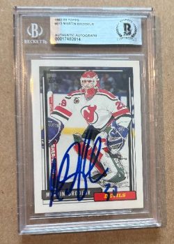Autographed MARTIN BRODEUR New Jersey Devils 1992-93  Topps Card #513 BAS Beckett Slabbed