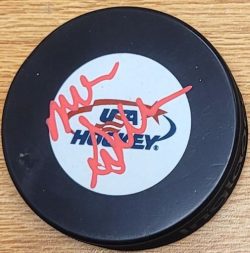 Autographed MIKE SULLIVAN USA Hockey Hockey Puck