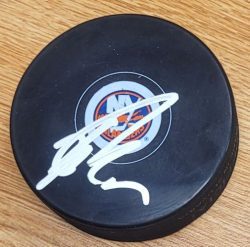 Autographed Dennis Cholowski New York Islanders Hockey Puck