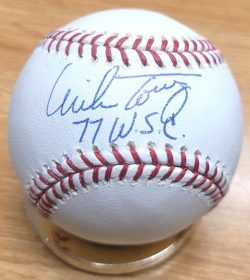 Autographed MIKE TORREZ "77 WSC" Official Major League Baseball