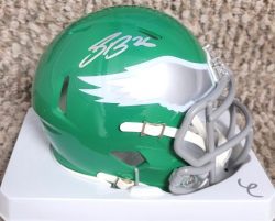 Autographed SAQUON BARKLEY Philadelphia Eagles Mini Helmet PSA Witness