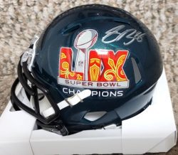 Autographed SAQUON BARKLEY Philadelphia Eagles Super Bowl LIX Mini Helmet PSA Witness