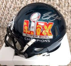 Autographed SAQUON BARKLEY Philadelphia Eagles Super Bowl LIX Mini Helmet PSA Witness