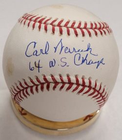 Autographed CARL WARWICK "64 WS Champs" Official Major League Baseball
