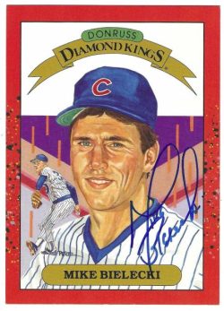 Autographed MIKE BIELECKI Chicago Cubs 5x7 1990 Donruss Diamond King