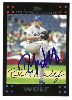 Autographed RANDY WOLF Los Angeles Dodgers 2007 Topps Card