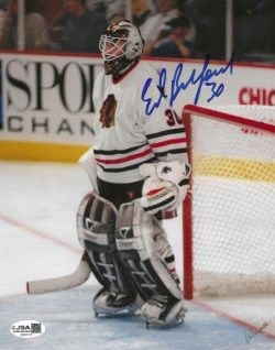 Autographed ED BELFOUR 8x10 Chicago Blackhawks photo JSA
