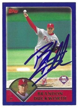 Autographed BRANDON DUCKWORTH Philadelphia Phillies 2003 Topps Card