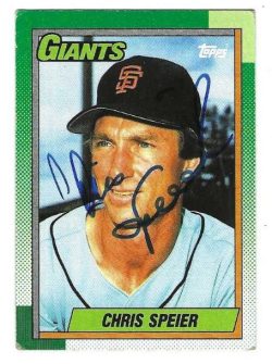 Autographed CHRIS SPEIER San Francisco Giants 1990 Topps Card
