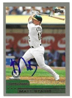 Autographed MATT STAIRS Oakland A's 2000 Topps Card #390
