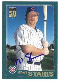 Autographed MATT STAIRS Chicago Cubs 2001 Topps Card #483