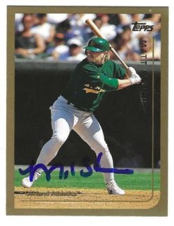 Autographed MATT STAIRS Oakland A's 1999 Topps Card #259