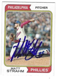 Autographed MATT STRAHM Philadelphia Phillies 2023 Topps Heritage Card