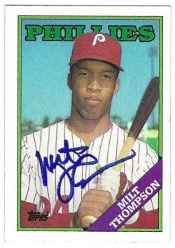 Autographed MILT THOMPSON Philadelphia Phillies 1988 Topps Card