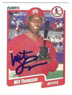 Autographed MILT THOMPSON St. Louis Cardinals 1990 Fleer Card