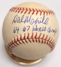 Autographed DAL MAXVILL "64, 67 World Champs"  Official National League Baseball