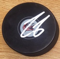 Autographed COLE SILLINGER Columbus Blue Jackets Hockey Puck