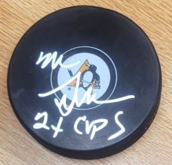 Autographed MIKE SULLIVAN "2 Cups" Pittsburgh Penguins Hockey Puck