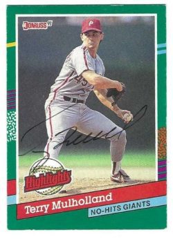 Autographed TERRY MULHOLLAND Philadelphia Phillies 1991 Donruss Card