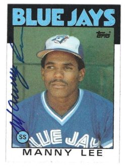 Autographed MANNY LEE Toronto Blue Jays1986 Topps Card