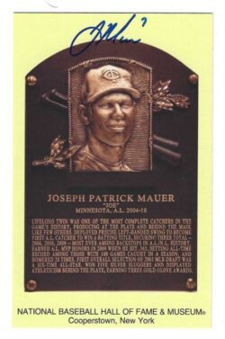 Autographed JOE MAUER Hall of Fame HOF Gold Plaque Post card Beckett