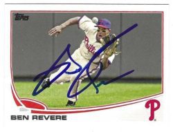 Autographed BEN REVERE Philadelphia Phillies 2013 Topps Card