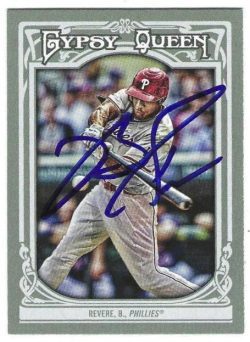 Autographed BEN REVERE Philadelphia Phillies 2013 Topps Gypsy Queen Card